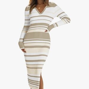 Striped Knit Midi Dress